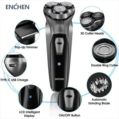 Electric Shaver for Men – 3D Floating Heads with Auto-Grinding Blades & Smart ESM System 9686225977686-1