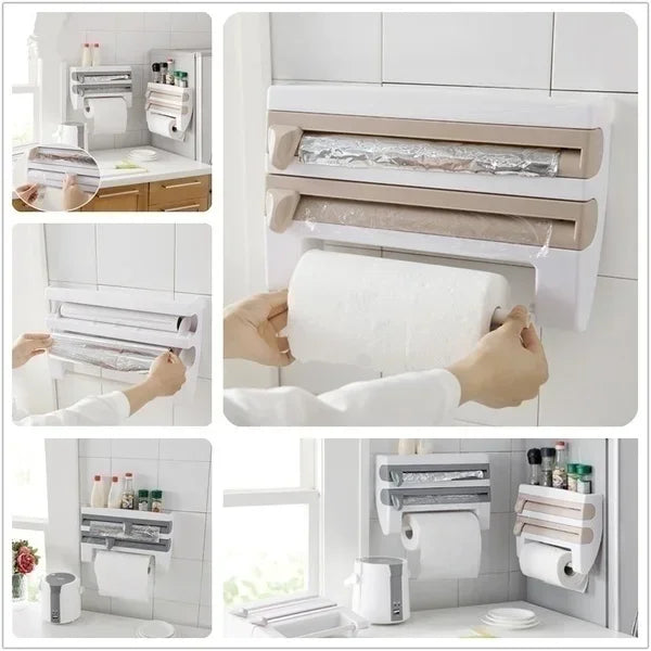 Wall Organizer for Kitchen Wraps, Foil, and Plastic Storage 15073632420166-1