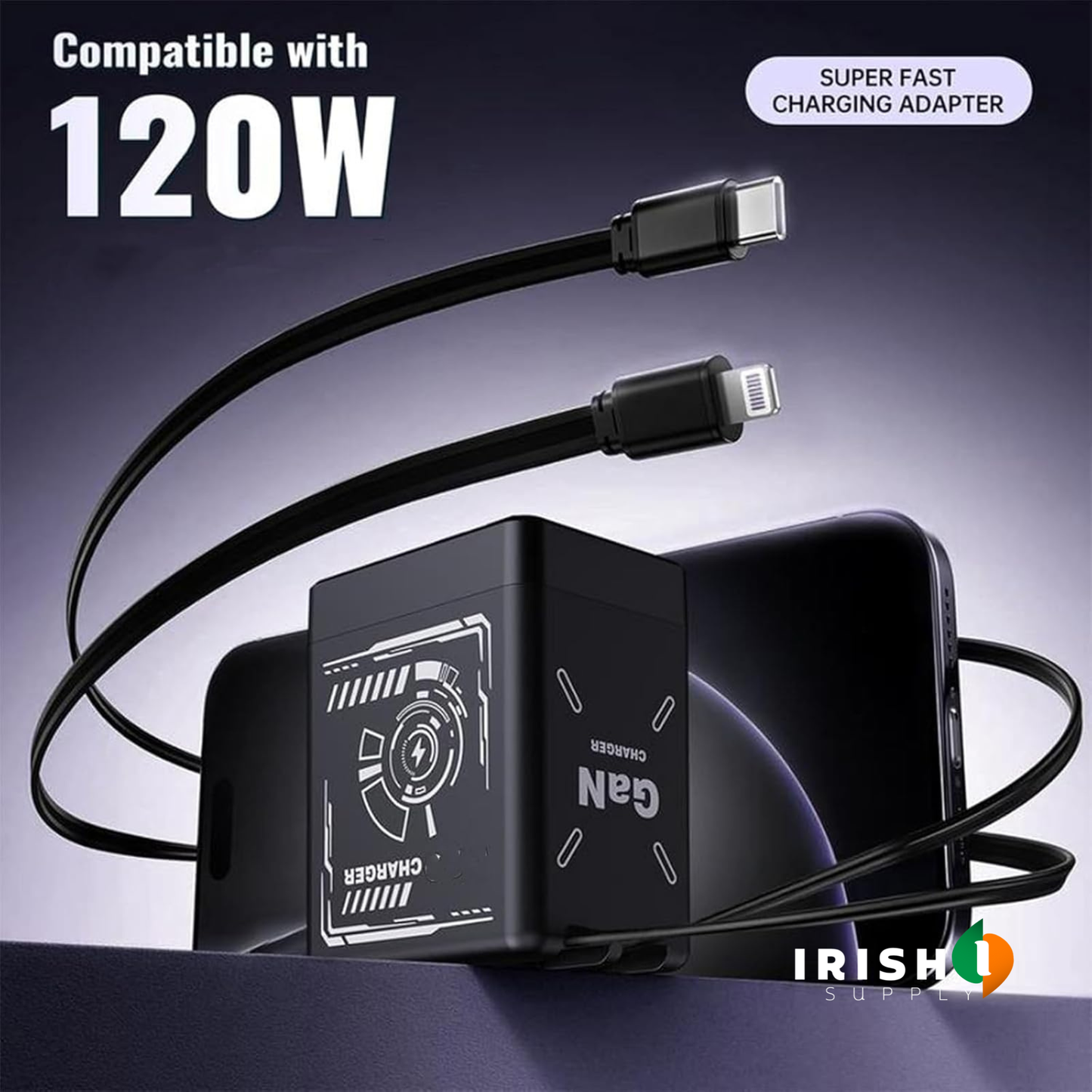 Swiftcord 120W Retractable Usb-C And Lightning Fast Charger 10547456967002-1