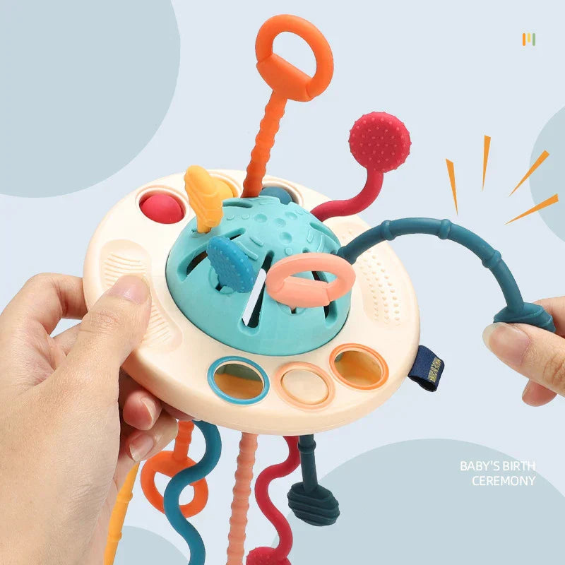 Sensory Ufo Pull String Teether Toy Enhances Baby Development 14981193072966-1