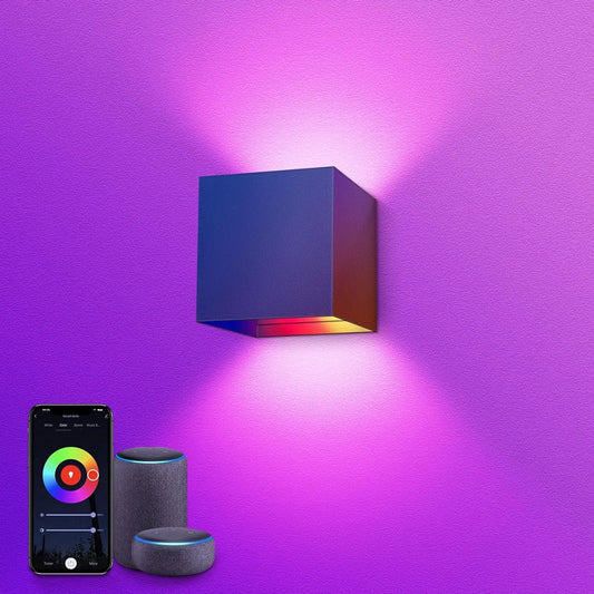 Smart Led Wall Lamp – Wifi & App Control, Rgb-Cw Color Changing, 2700-6500K, Adjustable Cube Design, Ip65 Waterproof, Alexa & Google Compatible 14891234066756-1