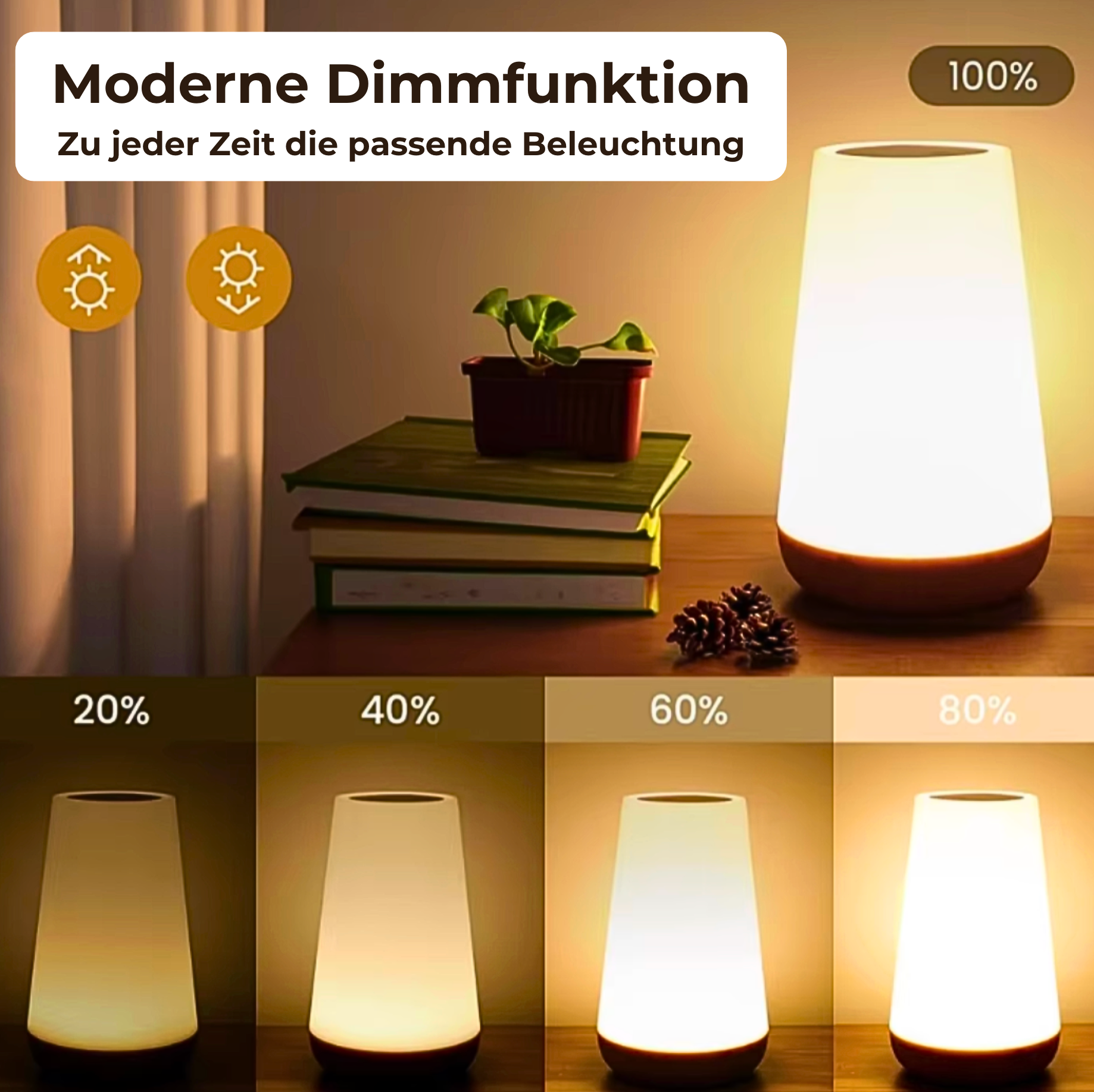 USB Rechargeable Wireless Bedside Lamp With Dimmable Touch (Including 13 Colors + Remote Control) 9961775464781-1