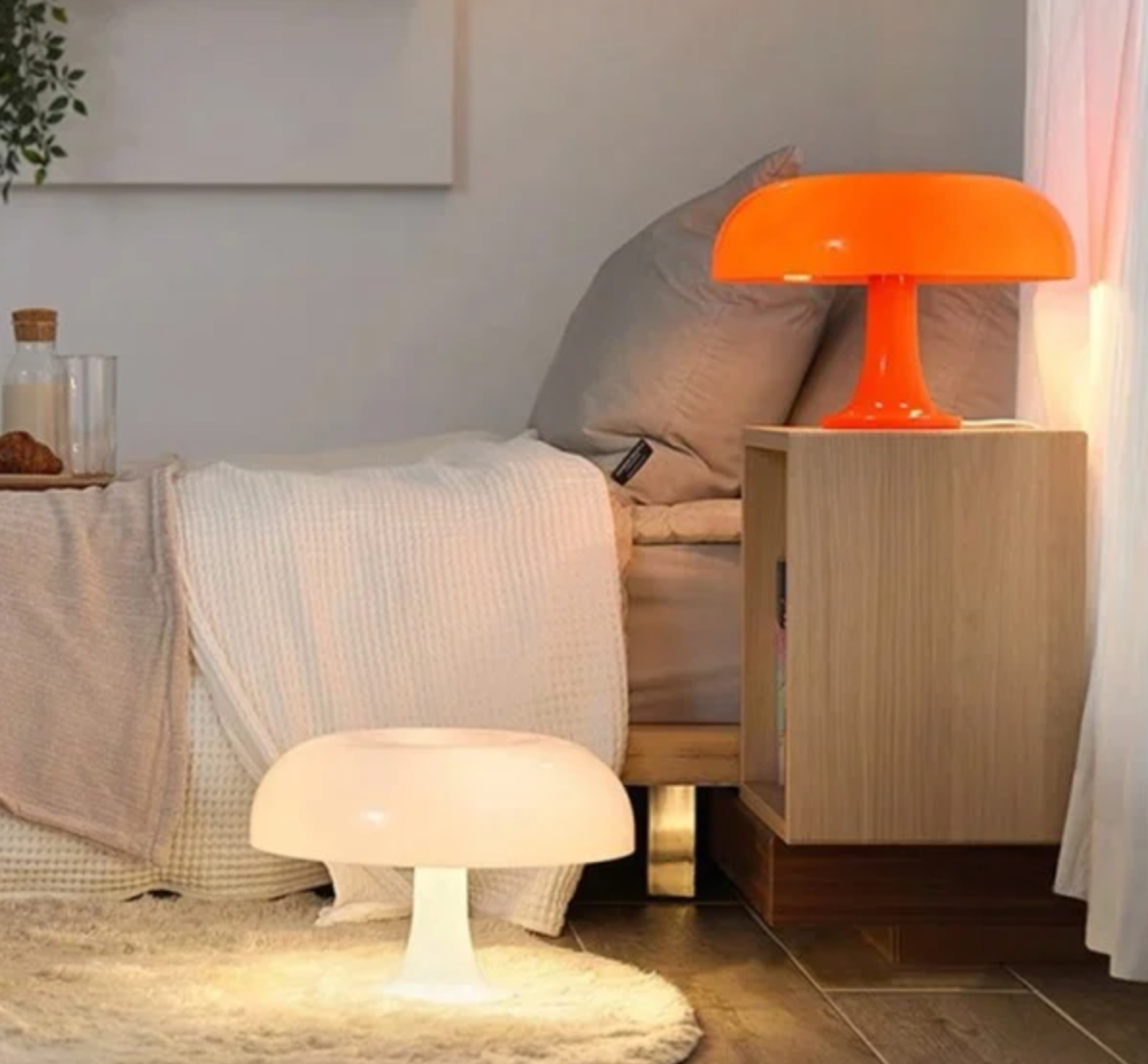 Nordic Retro Mushroom LED Table Lamp Wireless Touch Control Rechargeable 9961770025293-1