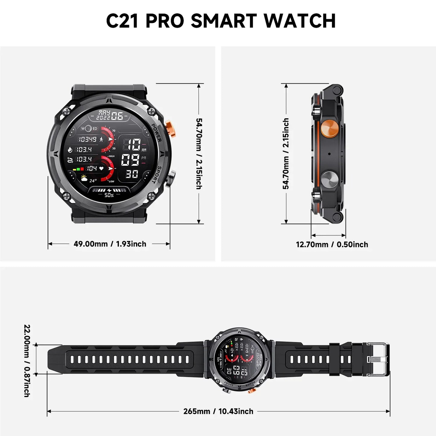 Smart Watch 1.39" Fitness Trackers With Sleep Monitor,1ATM Deep Waterproof,Long battery life,for iPhone and Android 8920342429916-1