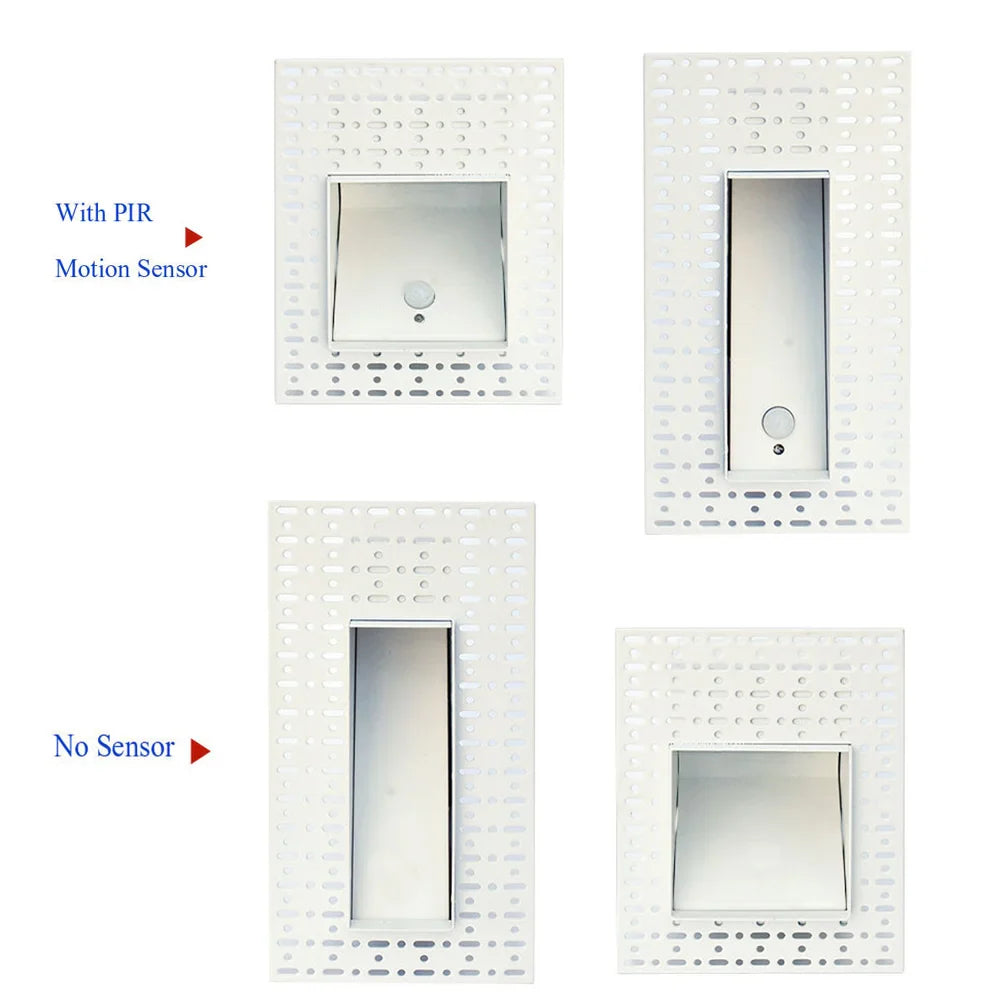 Led Embedded Wall Lamp With Pir Motion Sensor – 3W White & Black Staircase Footlight For Aisle, Corridor, And Home Lighting 14962032640324-1