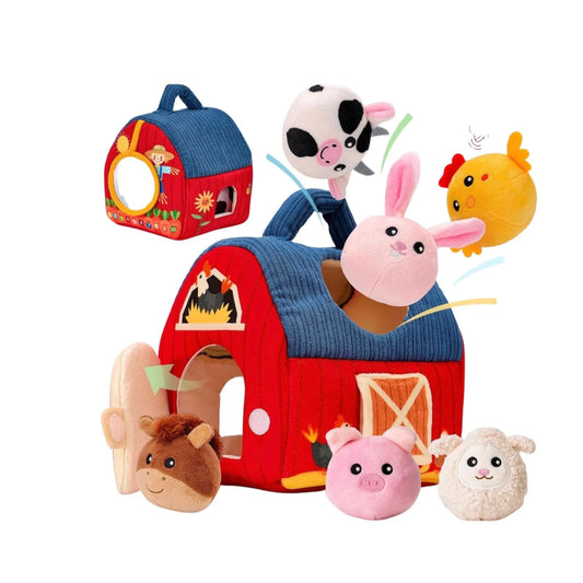 Soft Farm Toy Set with Plush Animals for Creative Toddler Play 10800518758734-1