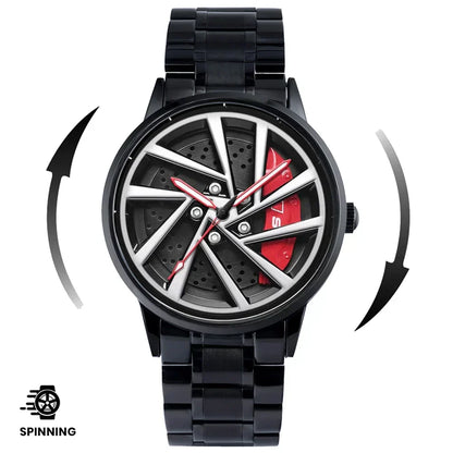 Spinning Wheel Watch Stainless Steel Strap Durable Stylish Design 14972383101254-1