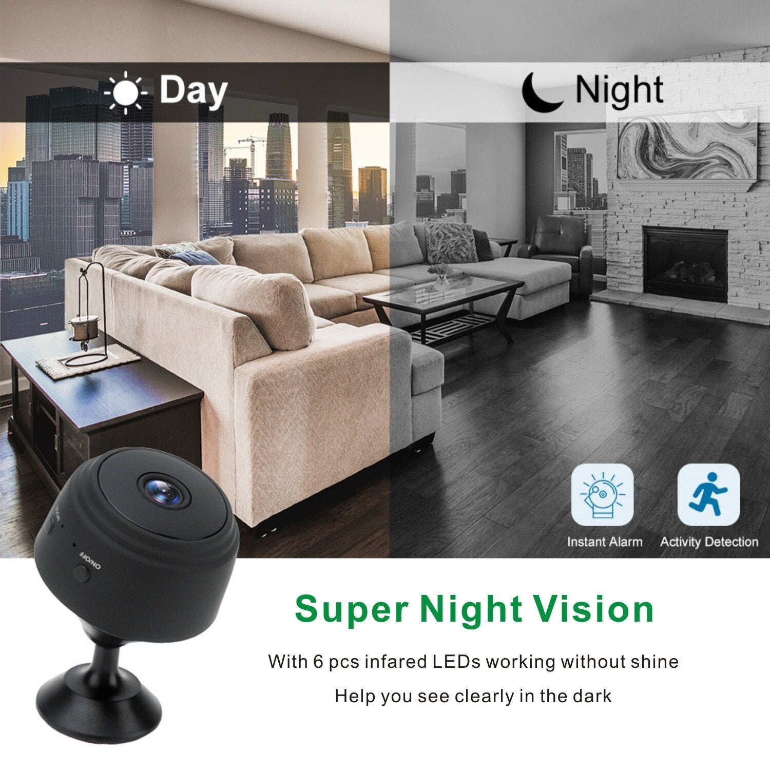 Mini 1080P WiFi Camera with Night Vision &amp; Motion Detection