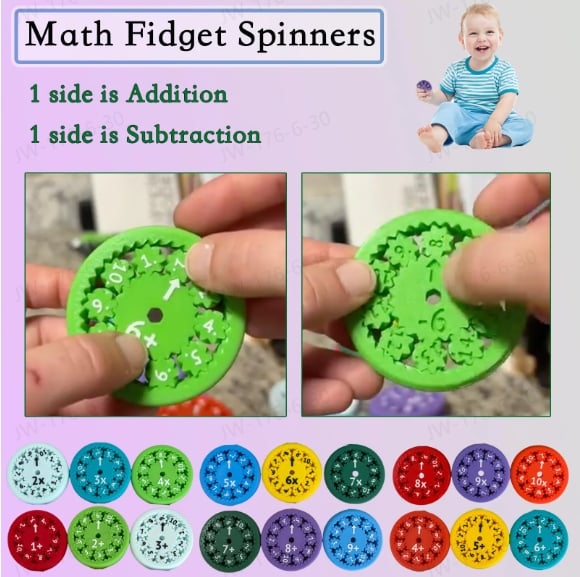 Math Fidget Spinners Educational Learning Toy Set for Kids Classroom 9489991041326-1