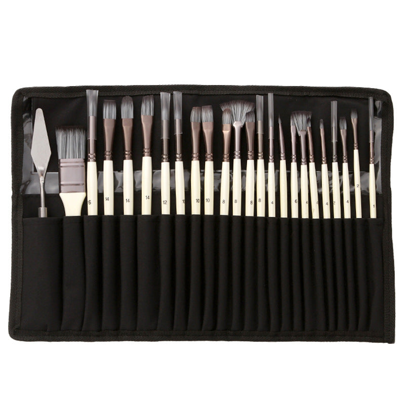 Professional Art Brush With Natural Wood Handles Set Of 24 9080597971246-1