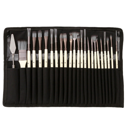 Professional Art Brush With Natural Wood Handles Set Of 24 9080597971246-1