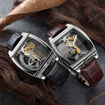 Transparent Automatic Mechanical Steampunk Skull Luxury Gear Watch 8804257497369-1