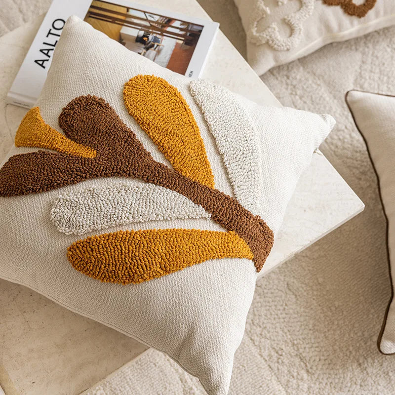 Nordic Retro Tufted Cushion Cover – 45X45Cm Yellow Brown Decorative Pillow 14815608406342-1