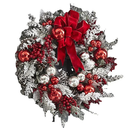 The Cordless Prelit Red And White Holiday Trim - Christmas Flocking Flower Garland Door