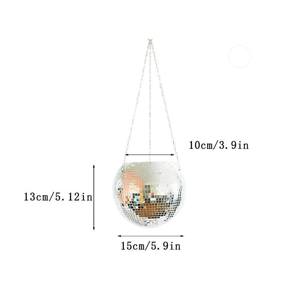Reflective Hanging Planter Mirror Ball Pot For Indoor Garden Décor 14815631573318-1