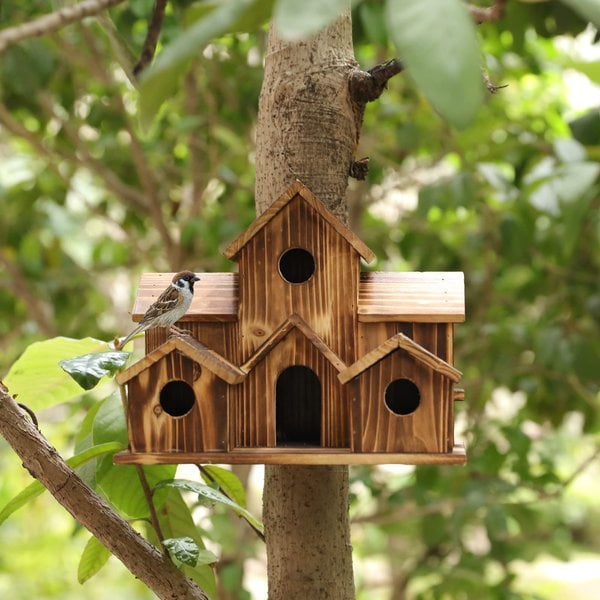 6 Hole Handmade Bird House For Nature Lovers 8545340948782-1