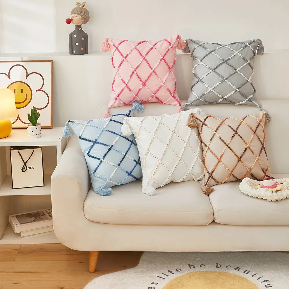 Nordic Geometric Tassel Cushion Cover – Stylish Gradient Decorative Pillow Case 14815608209734-1