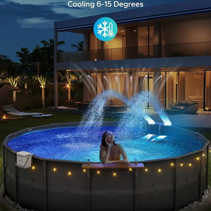 Solar Pool Fountain with Lights Dual Arc - Above/Inground Pool Fountain Lights with Remote Control 10019064086809-1