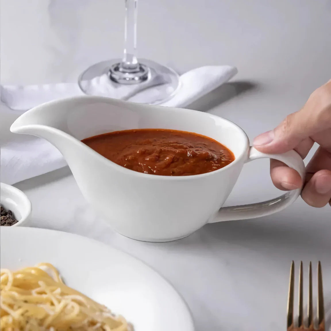 Elegant Ceramic Gravy Boat For Sauces And Dressings - 220Ml 14815669682502-1