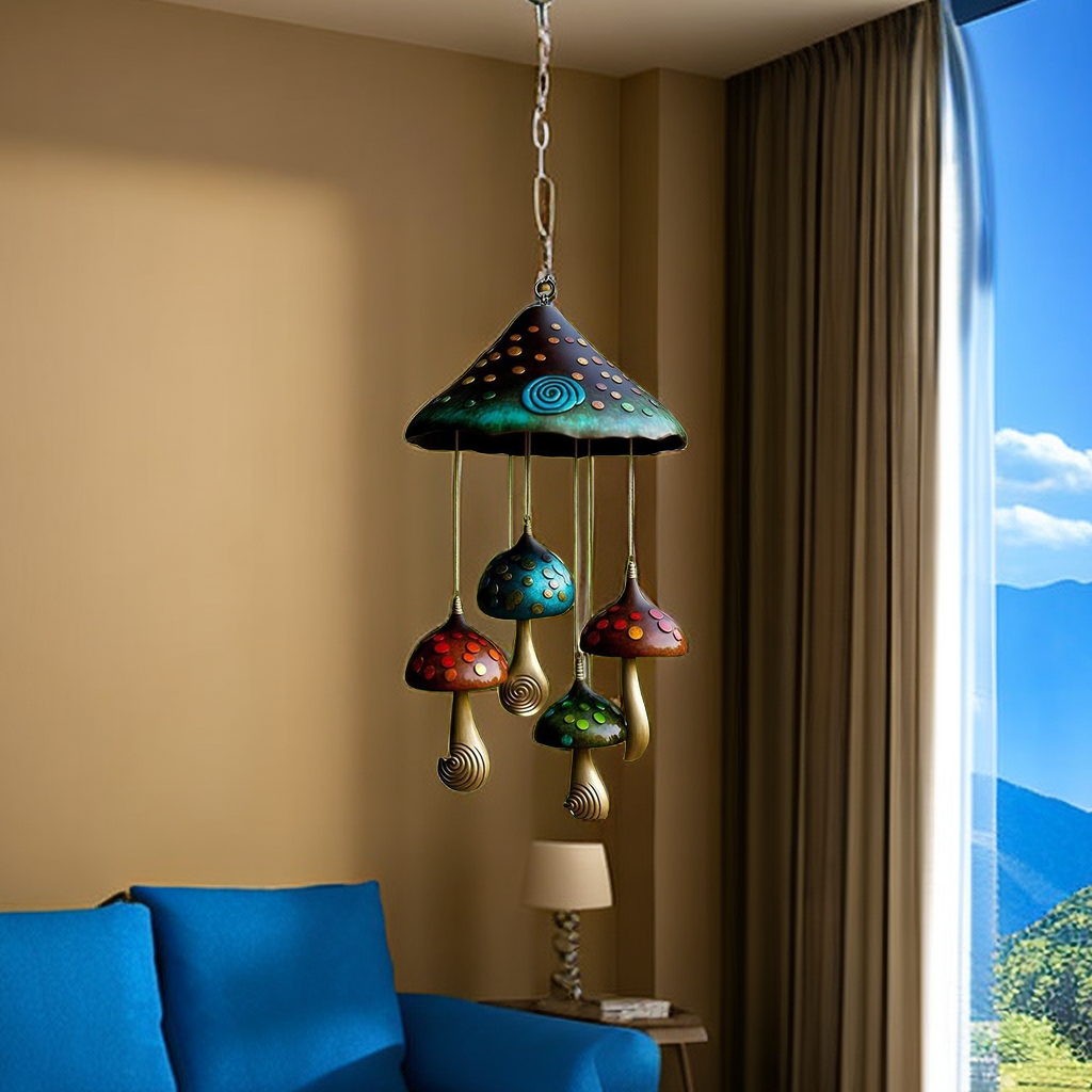 Metal Mushroom Campanula Wind Chime Art For Home Garden 9827326624046-1