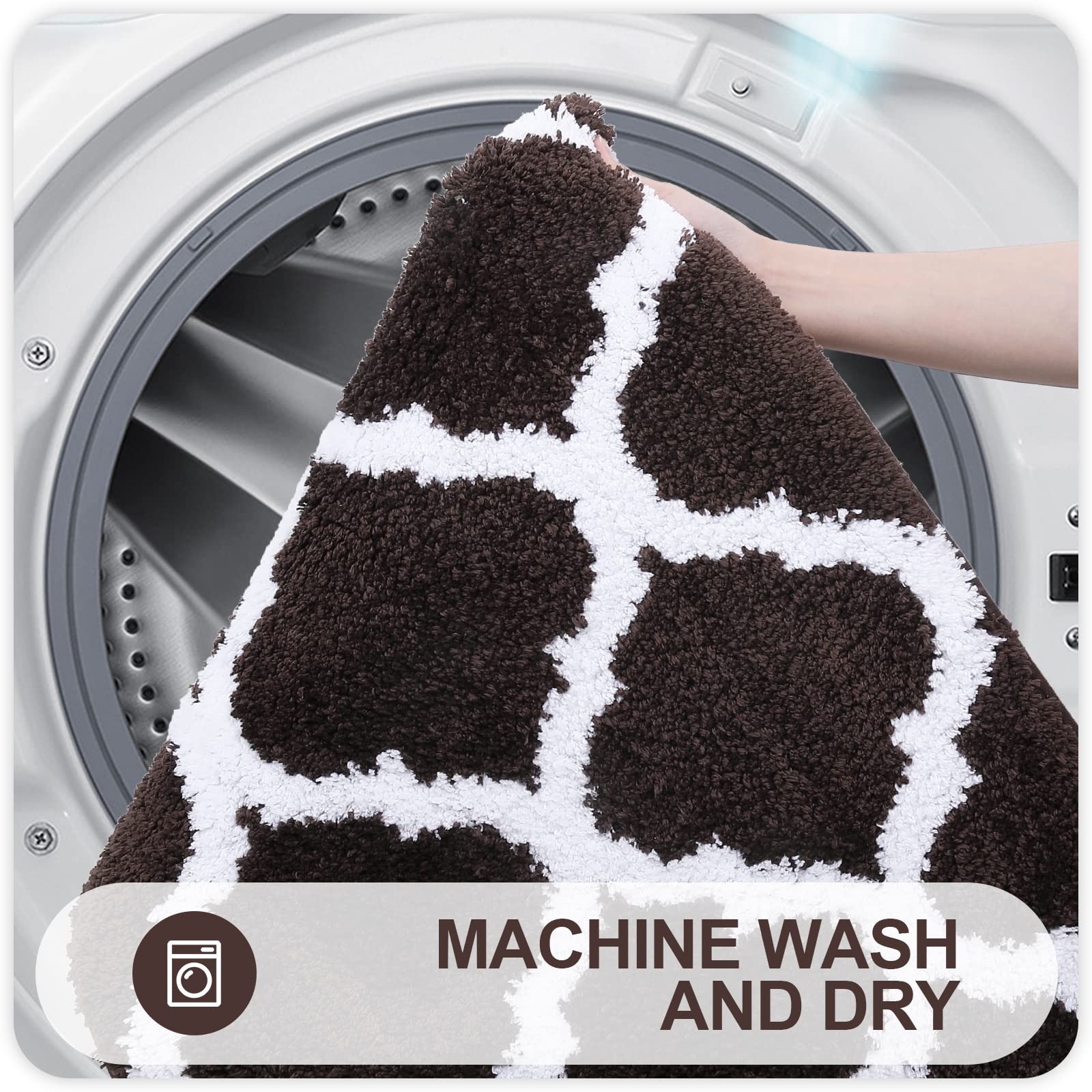 Ultra Soft Shaggy Bath Mat Set – 2 Piece Non-Slip Absorbent Rugs 14815634063686-1