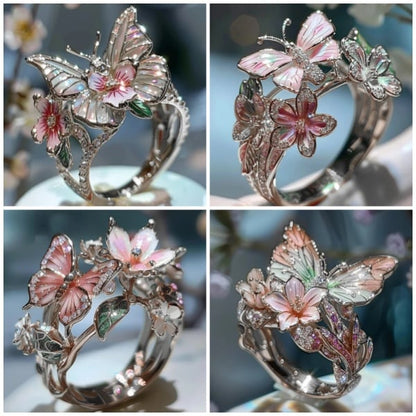 Size Can Be Changed At Will Butterfly Flower Ring 9529869992238-1