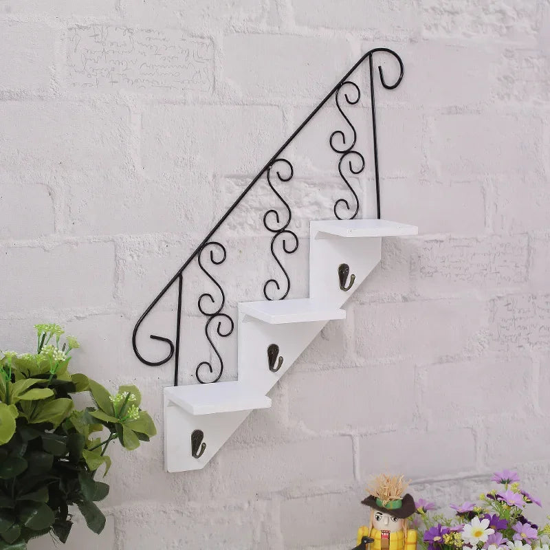 Scandinavian Wind Iron Hanging Hook Shelf With Flower Pot Holders 14815654347078-1