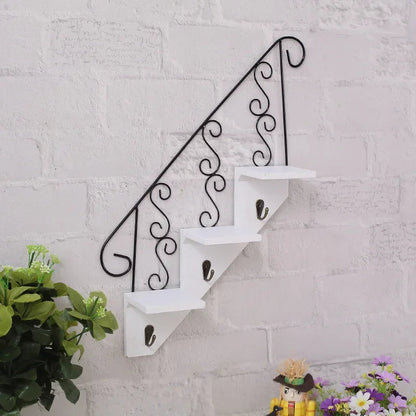 Scandinavian Wind Iron Hanging Hook Shelf With Flower Pot Holders 14815654347078-1