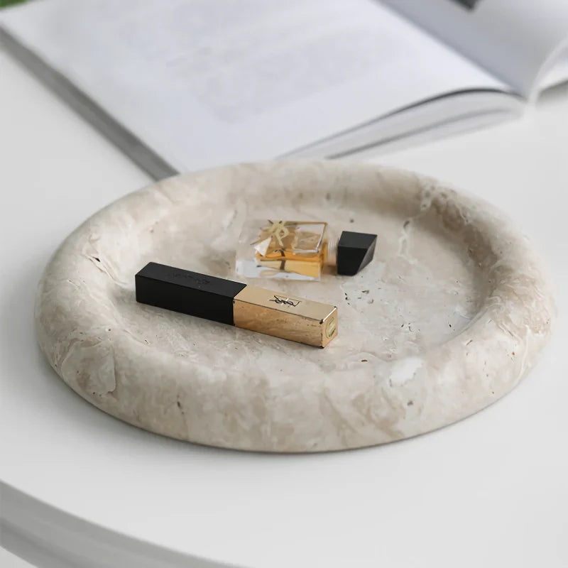 Elegant Travertine Stone Serving Tray Decorative Organizer For Home Use 14815616401734-1