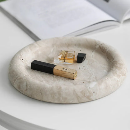 Elegant Travertine Stone Serving Tray Decorative Organizer For Home Use 14815616401734-1