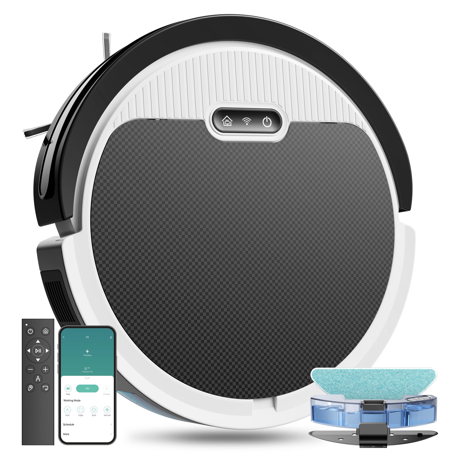 Robot Vacuum And Mop, 3 In 1 Combo Cleaner For Home With Pet Hair And Hard Floor, 5000Pa Suction, 120 Mins Run Time,Self-Charging,Super Thin Body 9013914992860-1