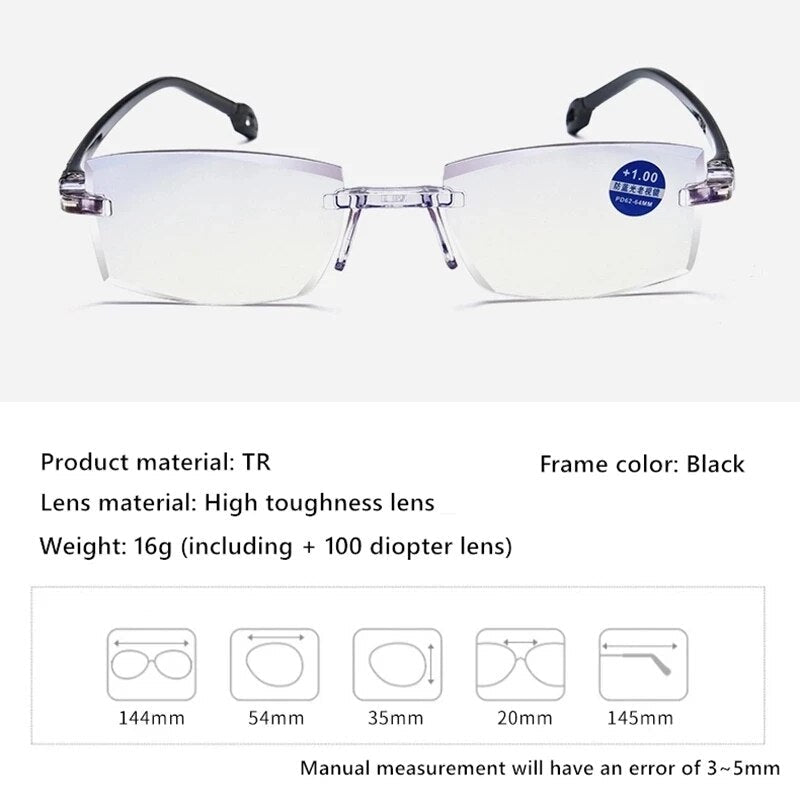 Lightweight Rimless Progressive Multifocal Anti-Blue Light Reading Glasses 8745892479310-1