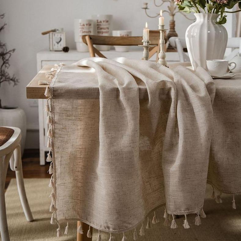 Natural Linen Tablecloth For Dining Table Home Interior Decoration 6829948895386-1