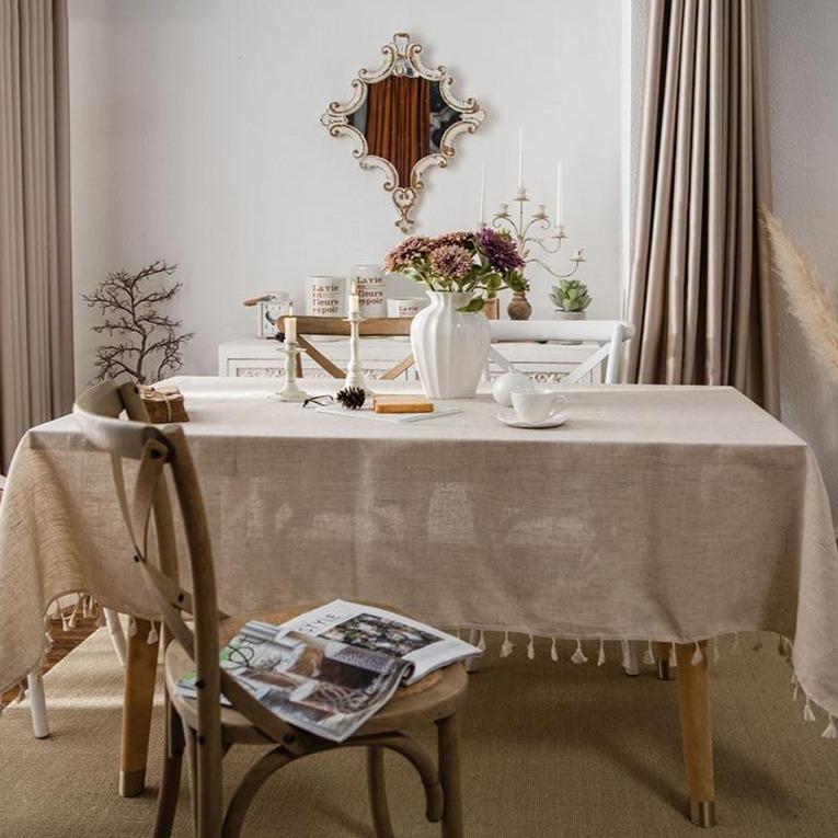 Natural Linen Tablecloth For Dining Table Home Interior Decoration 6829948895386-1