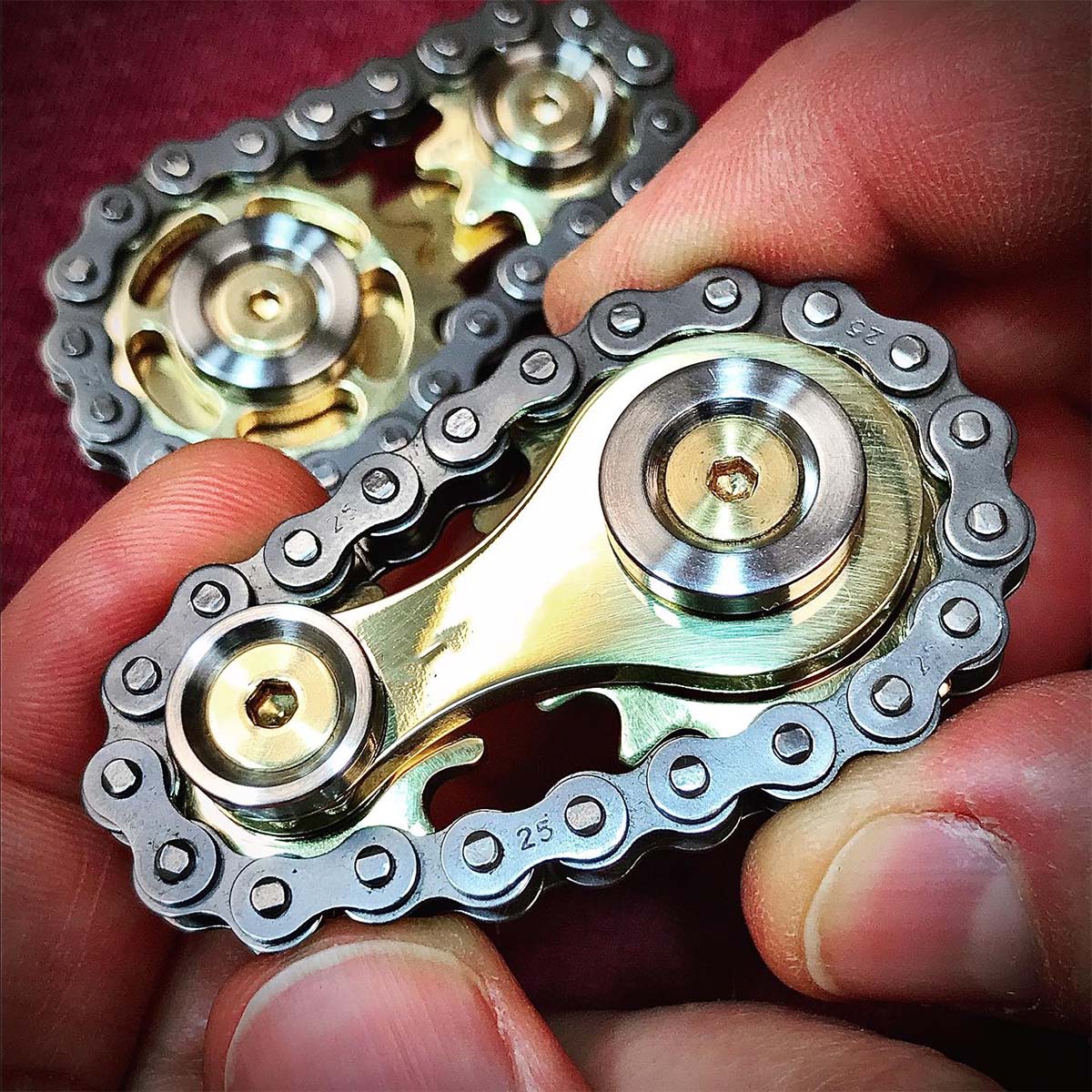 Stainless Steel Bicycle Chain Gear Fidget Spinner Anxiety Focus Desk Gadget 8545354744110-1