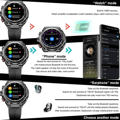 Smartwatch With Wireless Earphones Bluetooth Calls Fitness Tracker Waterproof 9827326230830-1