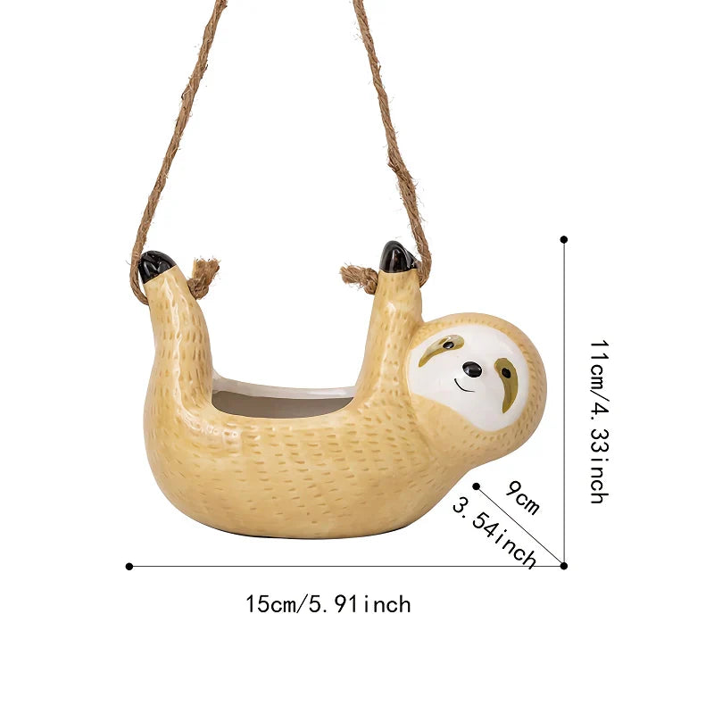 Sloth Hanging Ceramic Wall Vase 14815618498886-1