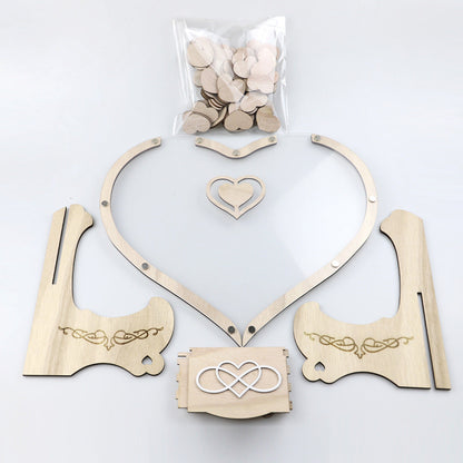 Wooden Heart Guest Book Wedding Frame Keepsake Memory Decoration 14952053539142-1