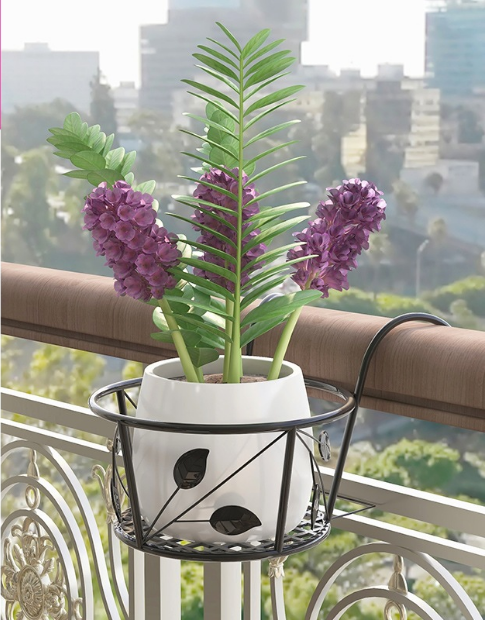 Metal Hanging Flower Pot Stand Balcony Rail Garden Plant Holder 9774297612590-1