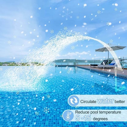 Solar Pool Fountain with Lights Dual Arc - Above/Inground Pool Fountain Lights with Remote Control 10019064086809-1