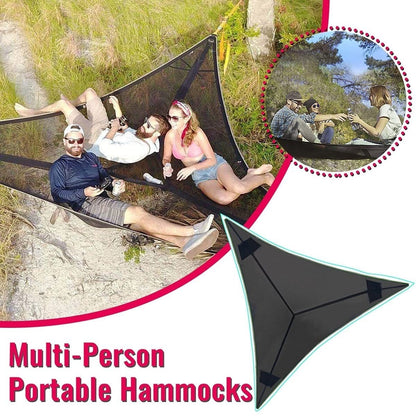 Triangular Camping Hammock Suspended Three Point Family Sleeping Platform Outdoor Aerial 8490145382702-1