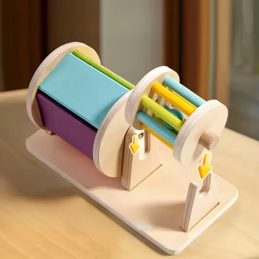 Wooden Spinning Drum Toy for Sensory Exploration and Motor Development 10405986337102-1