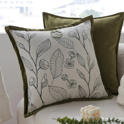 Elegant Green Jacquard Decorative Pillow Cover 14815666602310-1