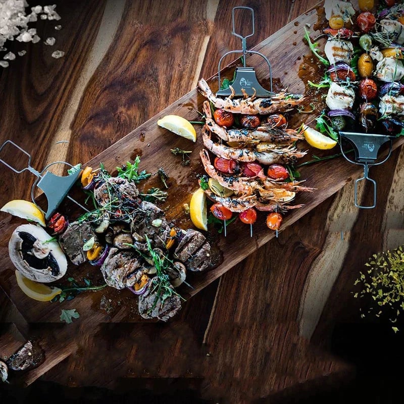 Stainless Steel Triple Skewer Set For Perfect Grilling Barbecue Cooking 14975529288006-1