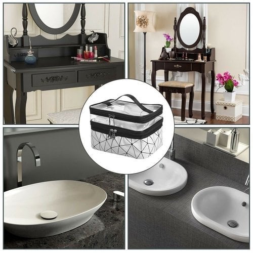 Double Layer Transparent Cosmetic Makeup Bag With Zipper Travel Organizer 8512797475118-1