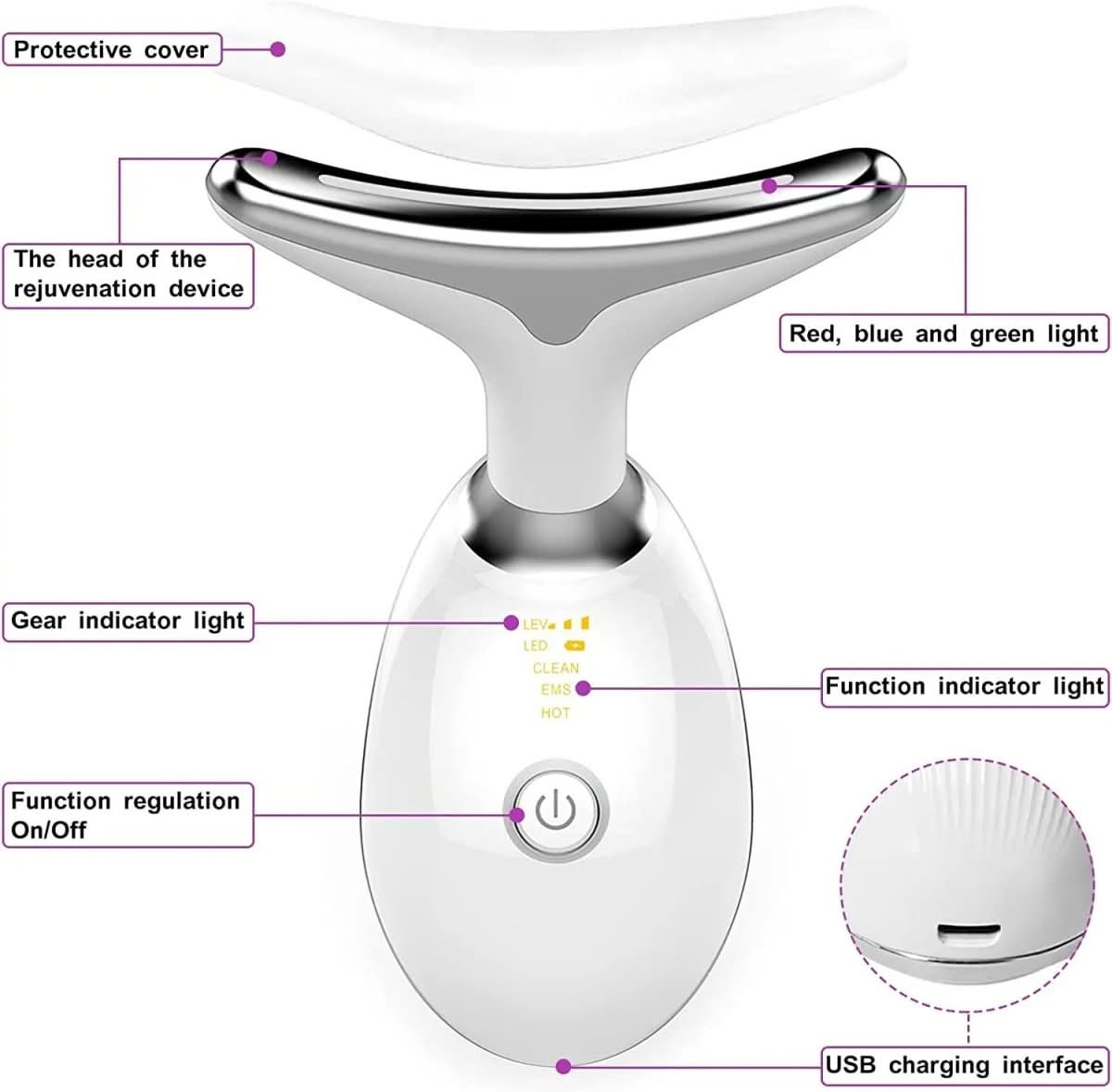 Serenetouch - 3-In-1 Facial Massager With Light Therapy, Vibration & Heat Function 10186528129288-1