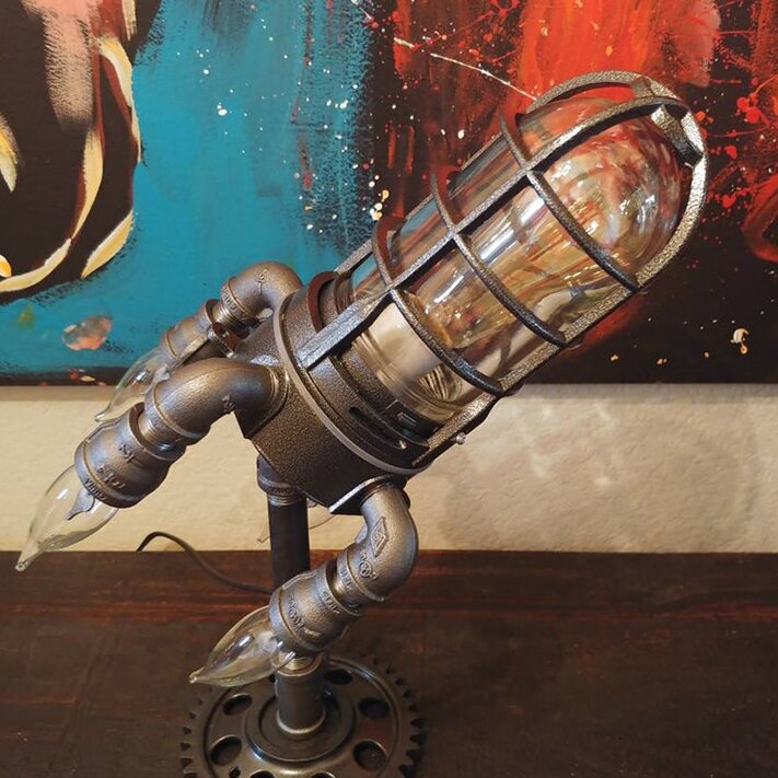 Retro Futuristic Steam Punk Rocket Lamp For Creative Industrial Home Decor 9959368786253-1