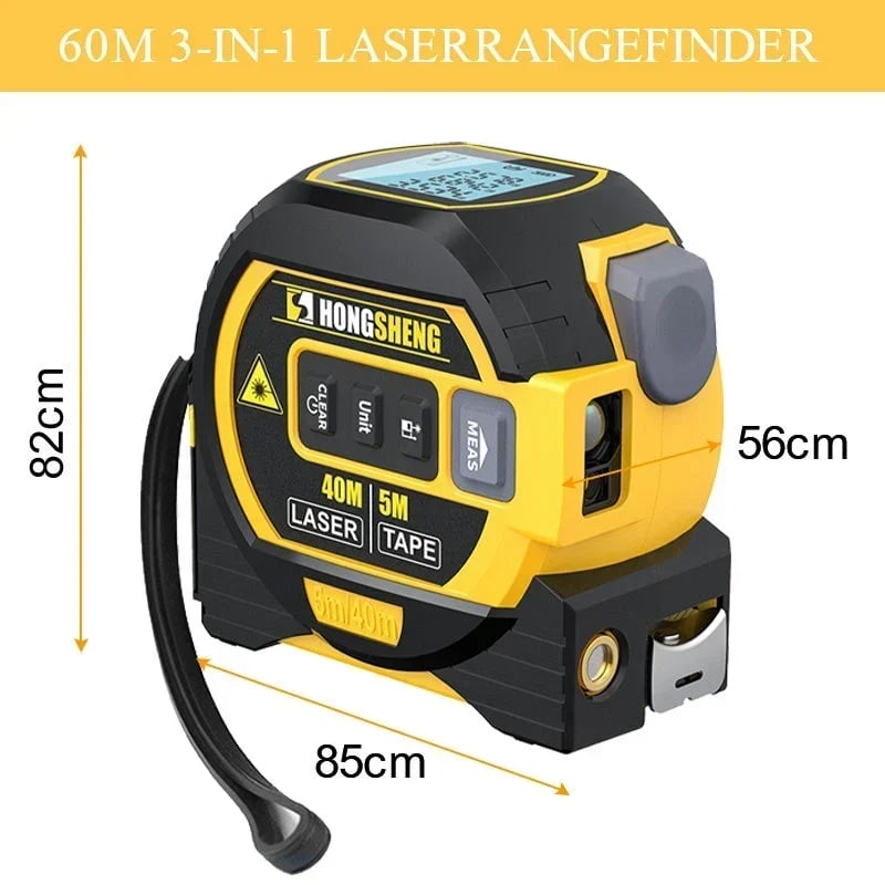 Infrared Laser Measuring Tape Digital Ruler Crossline Backlit Memory Range 8503694295342-1