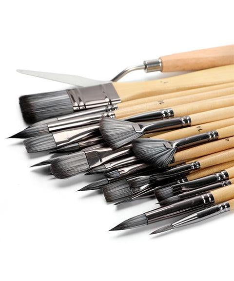 Professional Art Brush With Natural Wood Handles Set Of 24 9080597971246-1