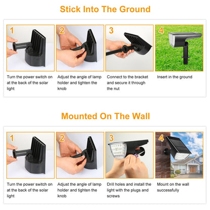 2Pcs 32 LEDs Solar Landscape Spotlights IP65 Waterproof With 3 Modes For Yard Garden Driveway Porch Walkway Pool Patio 9004235227356-1